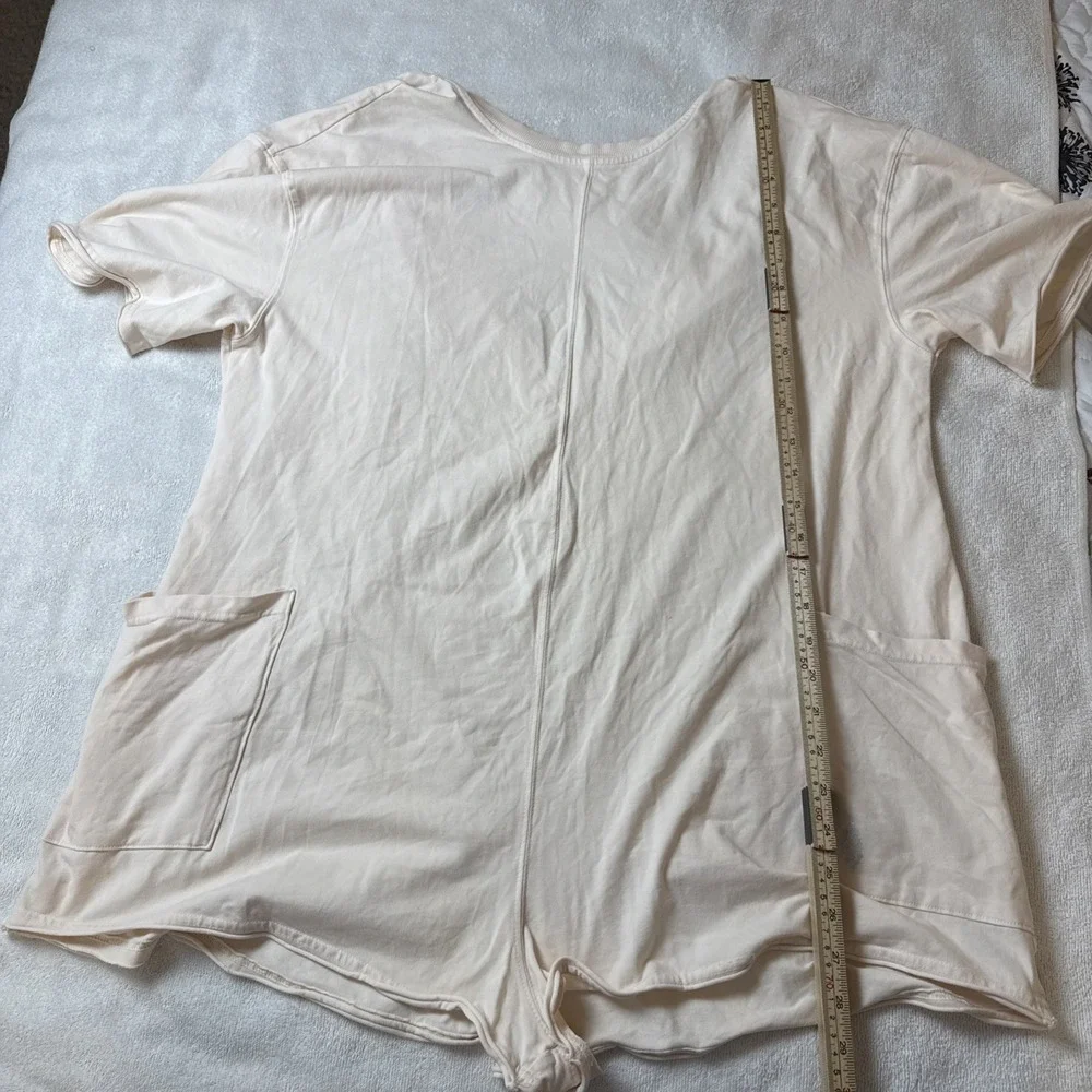 FP Movement by Free People V Neck Romper Womens Small Cream Pockets